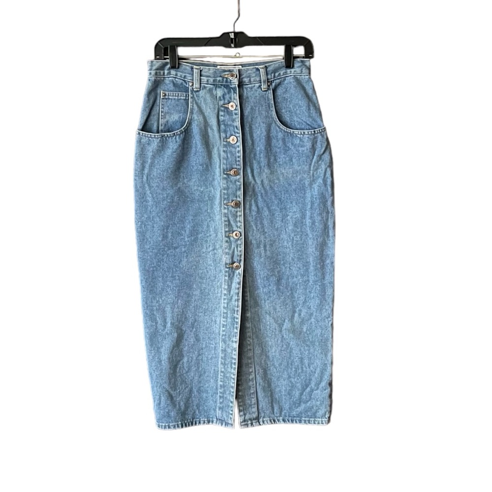 Vintage Arizona Denim Jean Button Front Midi Skirt. Size VTG sizing 9/10.